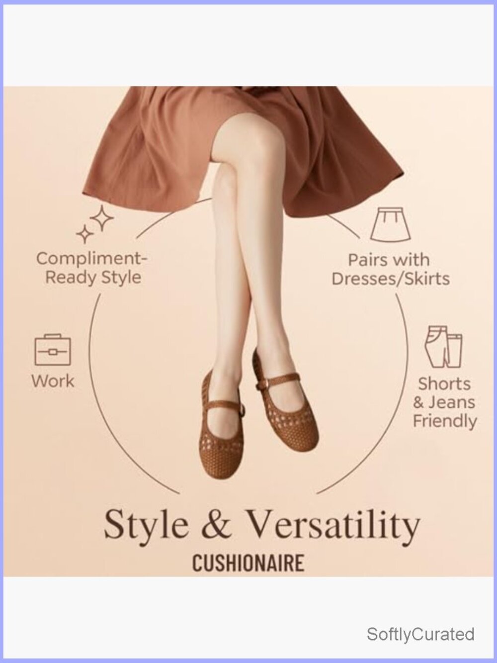 Woven Mary Jane Flats with Adjustable Strap – Cushioned Ballet Flats for Women - Picture 5 of 7